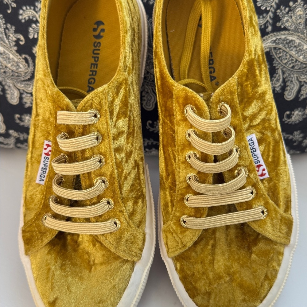 Superga Mustard Velvet Sneakers